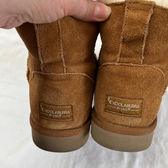 Koolaburra By UGG Womens Suede Shearling Lined Short Boots Size 7 Chestnut - Picture 3 of 12